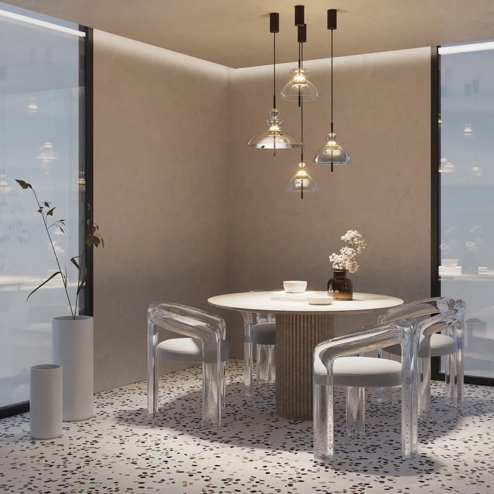 Lustra/Pendul LED design modern decorativ Bangkok 25cm, fumuriu