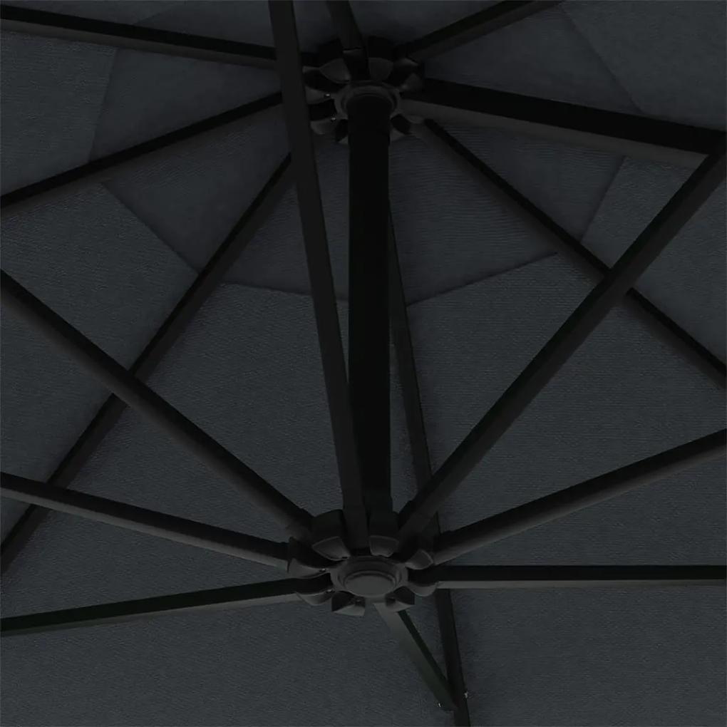 Umbrela soare, montaj pe perete, stalp metal, 300 cm, antracit Antracit