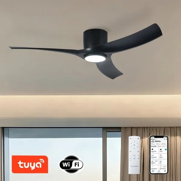 ZEVENTI - Ventilator de tavan LED ORBITO LED/24W/230V Wi-Fi Tuya negru + telecomandă