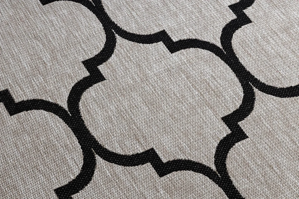 Covor sisal Floorlux 20608 marocani trellis argintiu si negru