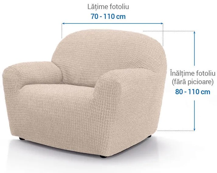 Huse super elastice RUBINIA smântânii fotoliu (l. 70 - 110 cm)