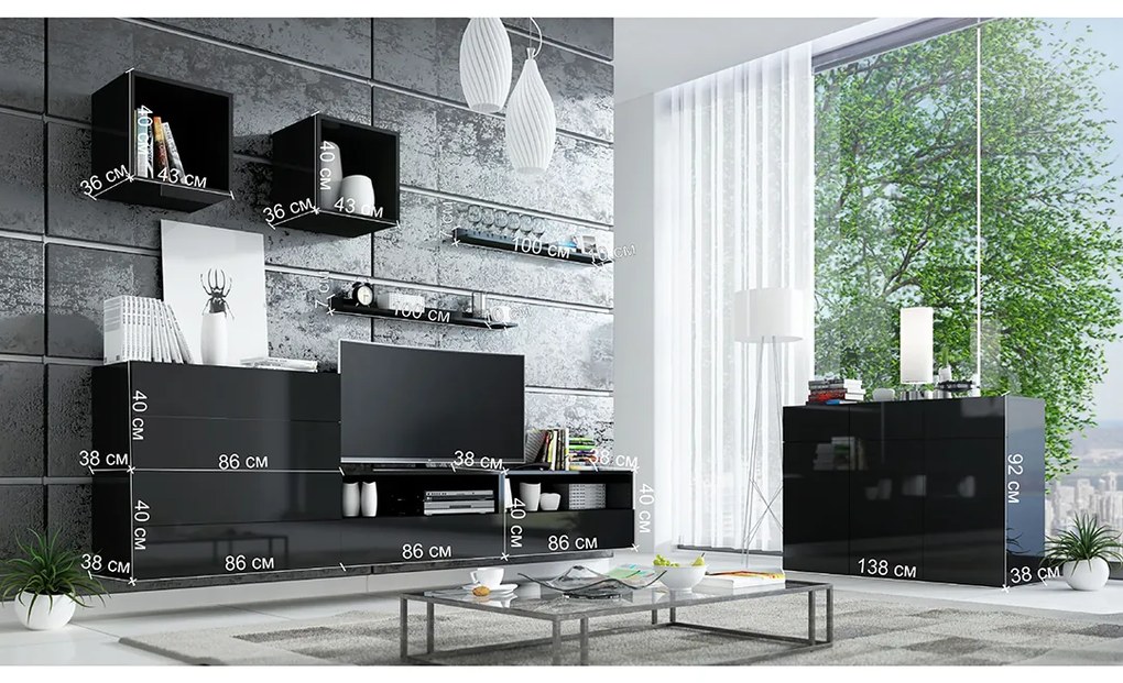 Mobilier living Berny 50 (alb + Alb lucios). 1087162