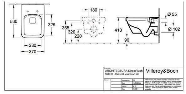 Set vas WC suspendat Villeroy &amp; Boch, Architectura, dreptunghiular, direct flush, cu capac soft close, alb alpin