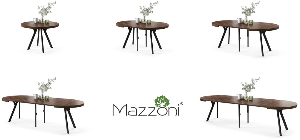 Mazzoni EXPANSO Stejar Maro/picioare negre - MASĂ MARE ROTUNDĂ Ø110 EXTENSIBILĂ PÂNĂ LA 310 cm CU PICIOARE Y LOFT/INDUSTRIALĂ