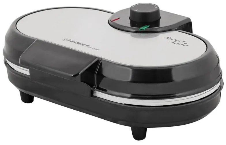 Aparat pentru vafe/gofre FIRST AUSTRIA FA-5305-2 WI, 1000 W, Placi cu acoperire antiaderenta, Termostat, Negru/Inox