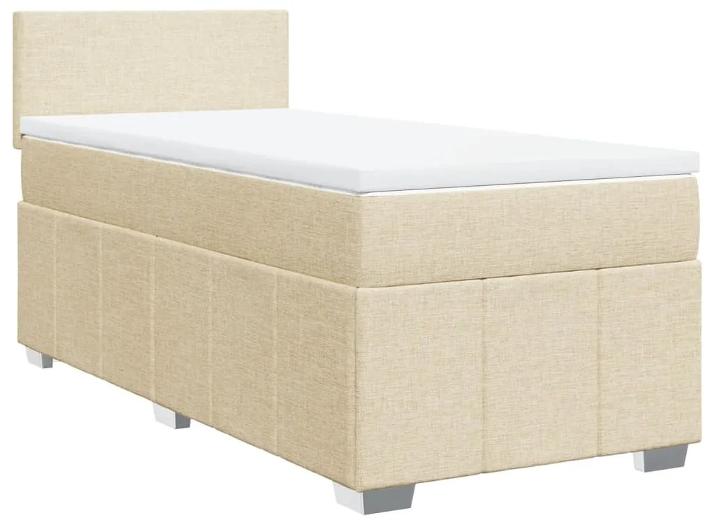 3286893 vidaXL Pat box spring cu saltea, crem, 80x200 cm, textil