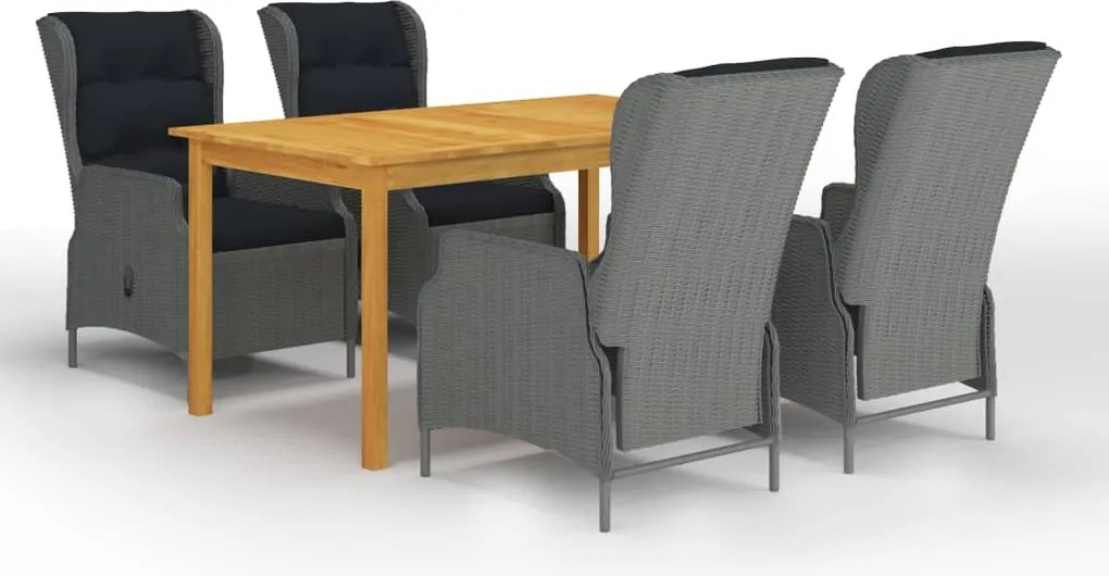 vidaXL Set de masă pentru grădină, 5 piese, gri deschis