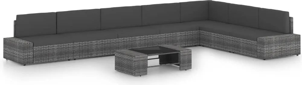 vidaXL Set mobilier de grădină cu perne, 8 piese, gri, poliratan