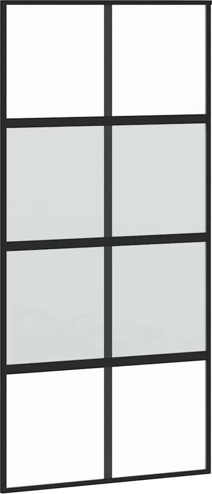 vidaXL Ușă glisantă, negru, 102,5x205 cm, sticlă securizată/aluminiu