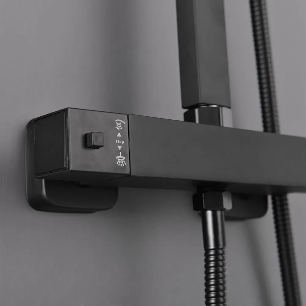 Set de duș Mazama Black cu baterie termostatică
