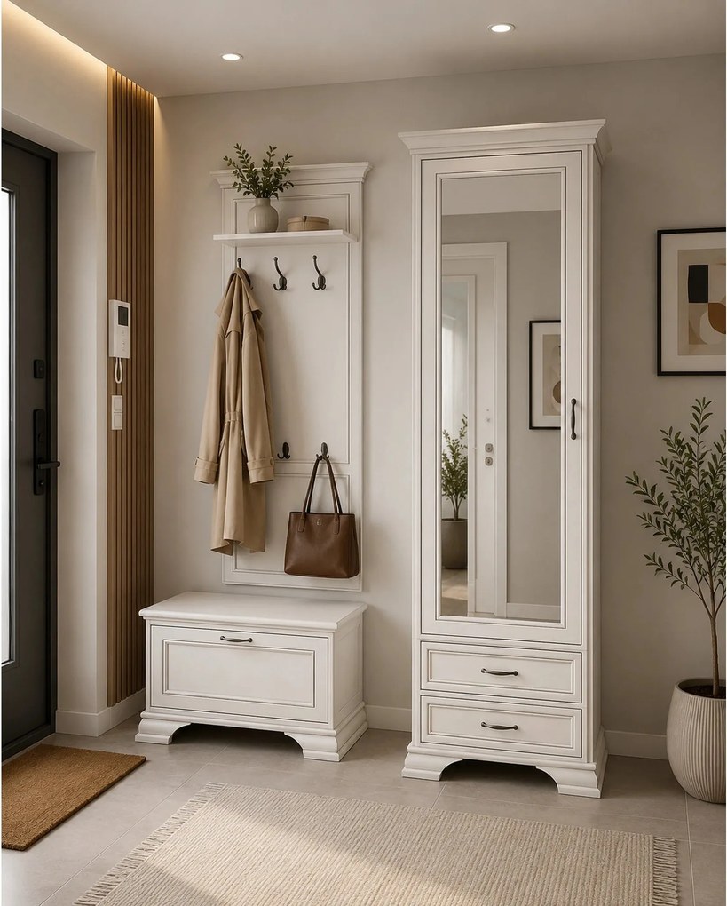 Mobila hol clasica TIFFANY II-3, grej, PAL laminat, 3 piese