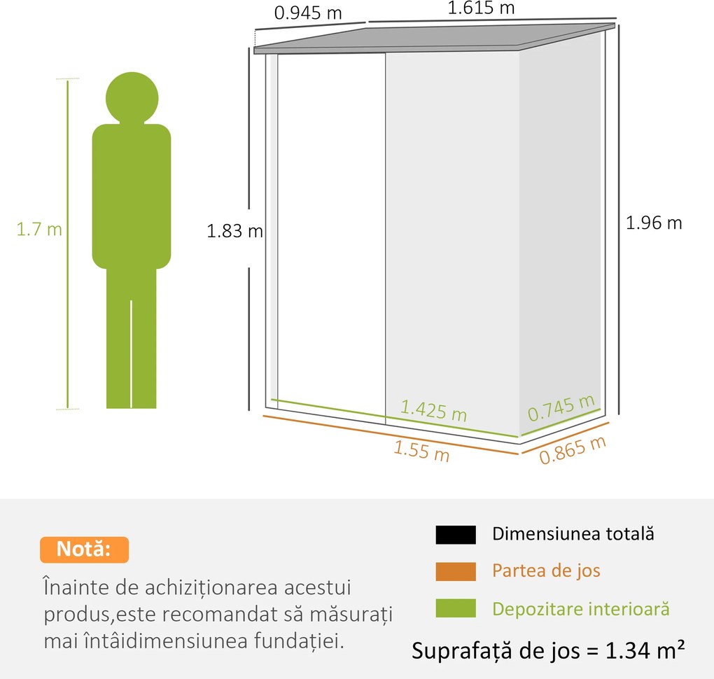 Outsunny Magazie Grădină Mare din Oțel cu Zăvor pentru Grădină, Negru | Aosom Romania