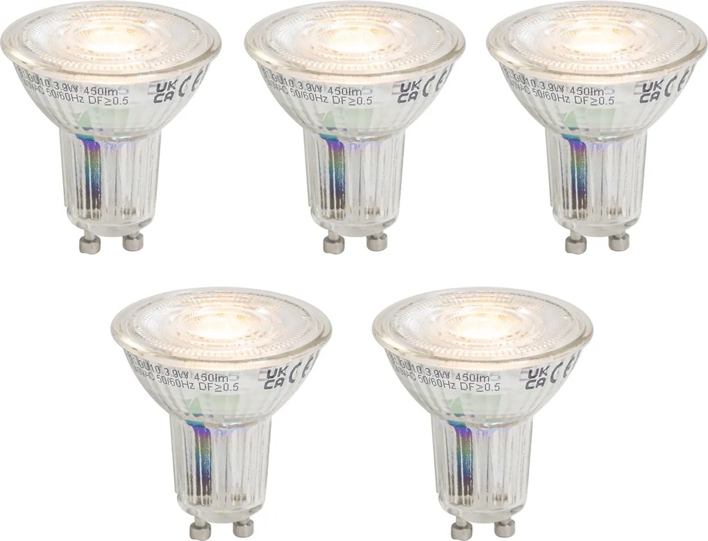 Set de 5 becuri LED GU10 50 dimabile 3.9W 450 lm 2700K, durată lungă de viață