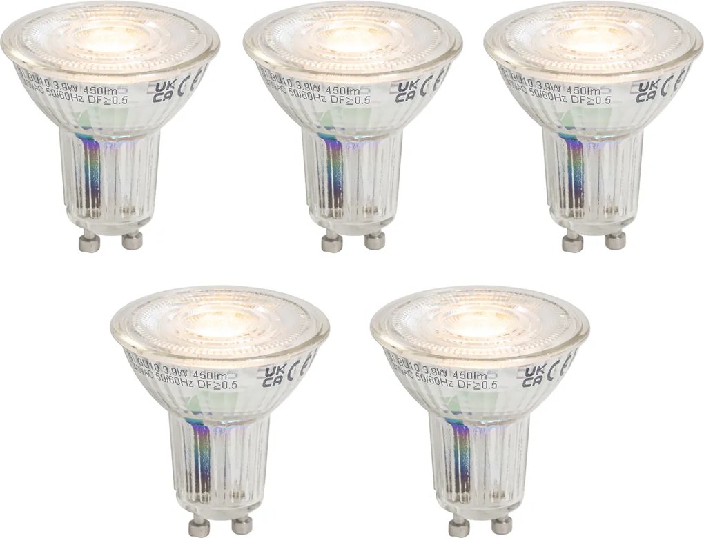 Set de 5 becuri LED GU10 50 reglabile 3,9W 450 lm 2700K Longlife
