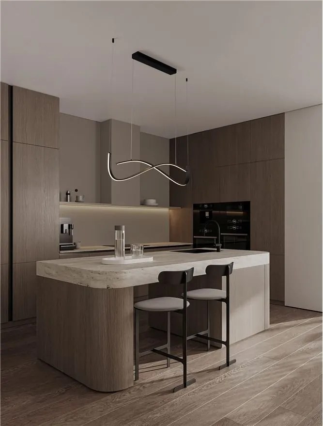 Lustra neagra liniara cu iluminat LED CCT BRIO