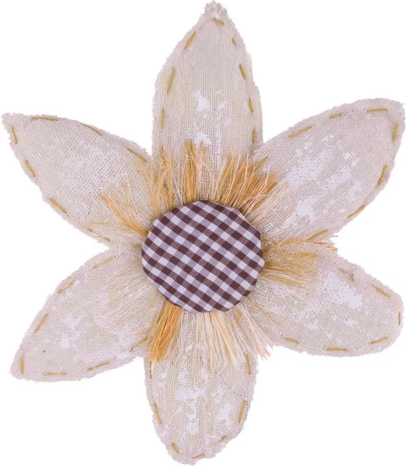 Floare decorativa crem cu maro, din material, 24 x 22 cm