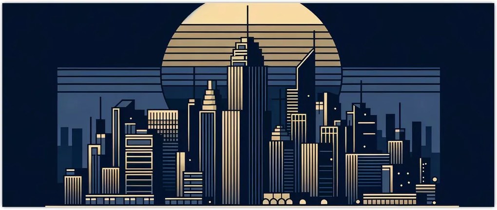 Tablou – Oraș geometric (120x50 cm)