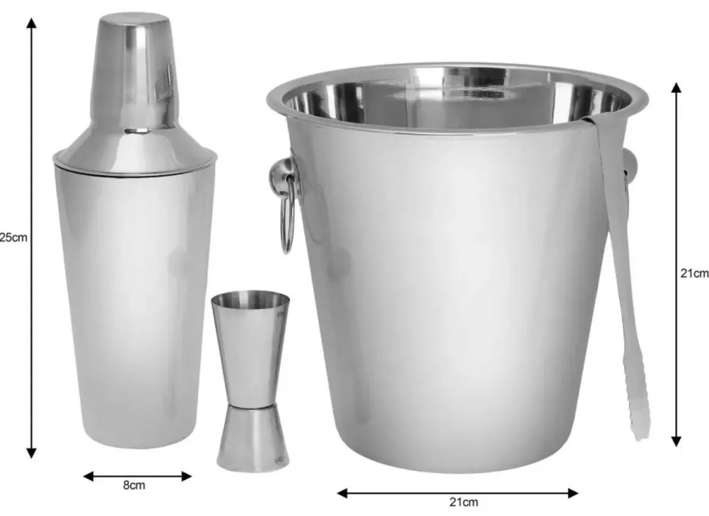 Set accesorii bar 4 piese Kinghoff KH1244, otel inoxidabil, argintiu