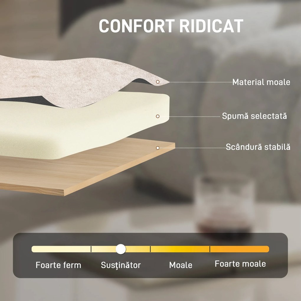 HOMCOM Fotoliu Elegante Tapițat cu Catifea Chenille și Cadru din Lemn Masiv, Fotoliu Modern pentru Living și Dormitor, Bej | Aosom Romania