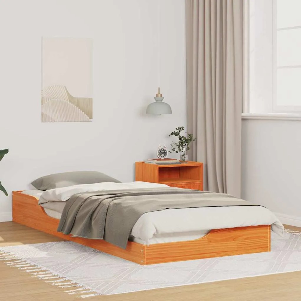 vidaXL Cadru de pat de podea Maro ceruit 100 x 210 cm
