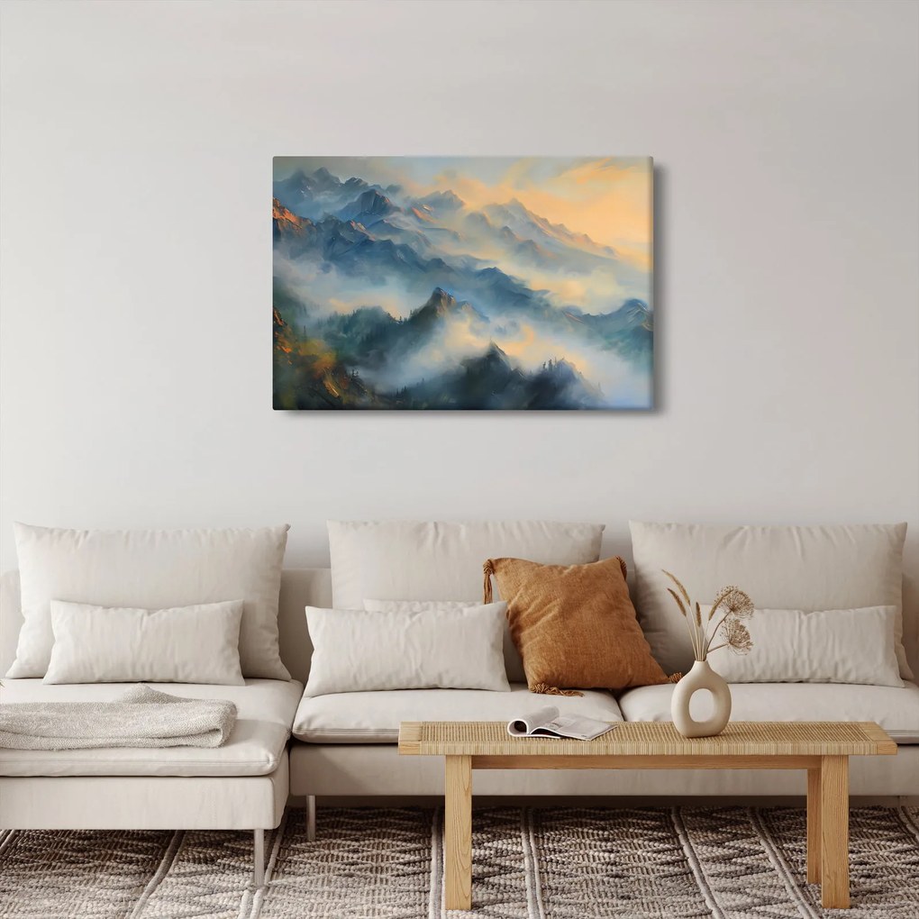 Tablou - Peisaj montan pictat (90x60 cm)