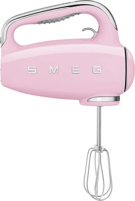 Mixer manual SMEG 50's Style HMF01PKEU, 250 W, 9 viteze, Functie Turbo, Afisaj LED, Timer, Accesorii, Roz
