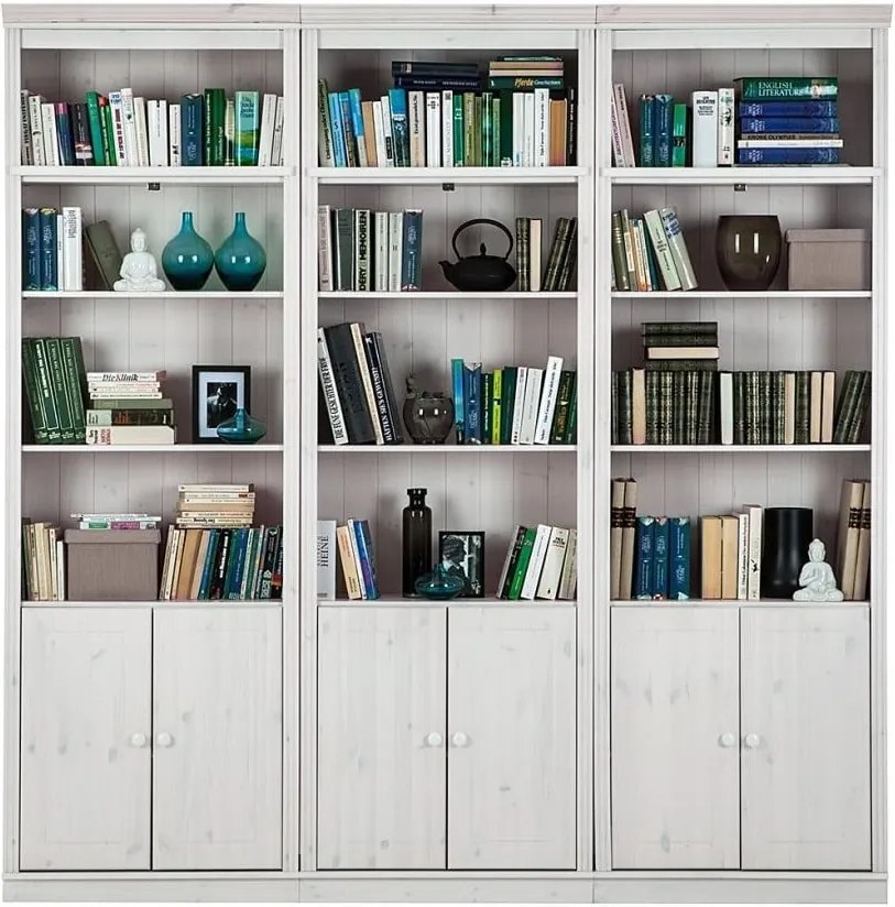Bibliotecă din lemn de pin Støraa Annabelle, 219 cm, alb