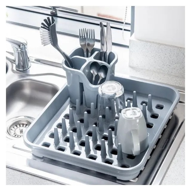 Scurgător pentru tacâmuri din plastic reciclat Addis Eco Range, gri