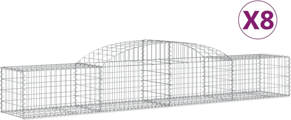vidaXL Coșuri gabion arcuite, 8 buc., 300x50x40/60 cm, fier galvanizat