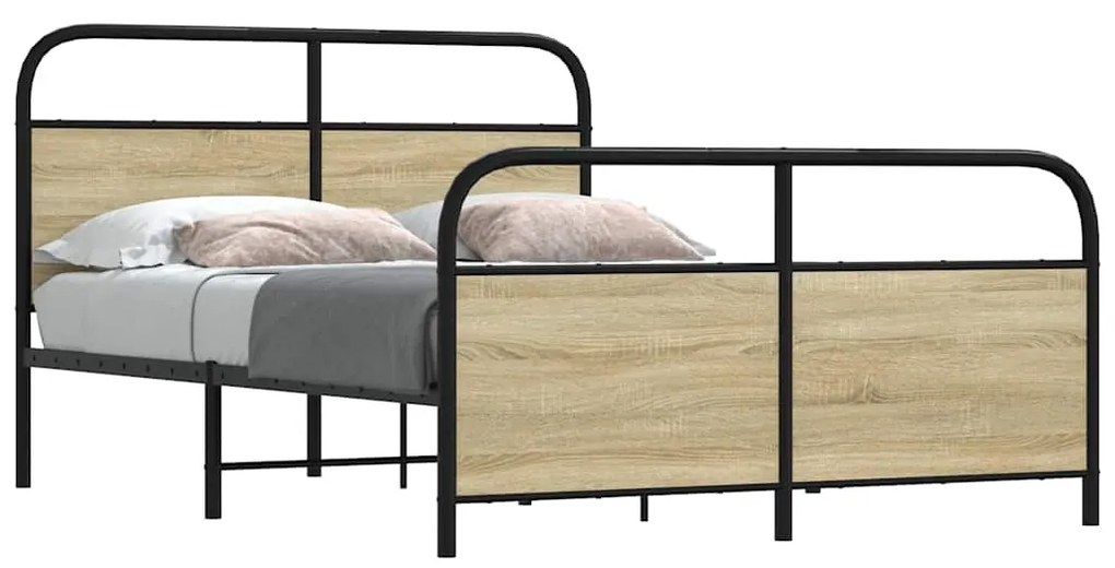 vidaXL Cadru de pat fără saltea 120x200 cm Lemn derivat stejar Sonoma