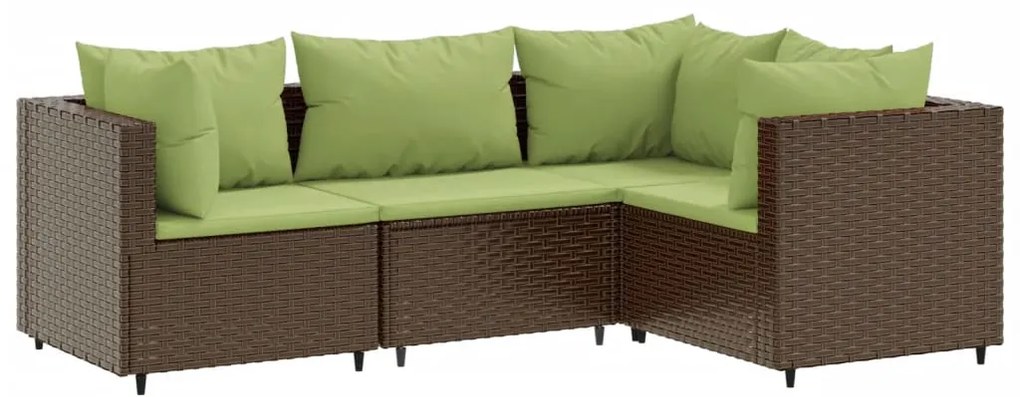 3308078 vidaXL Set mobilier de grădină cu perne, 4 piese, maro, poliratan