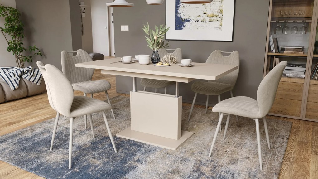 Mazzoni ASTON MINI Bej (Șampanie) - MĂSUȚĂ DE CAFEA MODERNĂ EXTENSIBILĂ REGLABILĂ PE ÎNĂLȚIME MASĂ TRANSFORMABILĂ