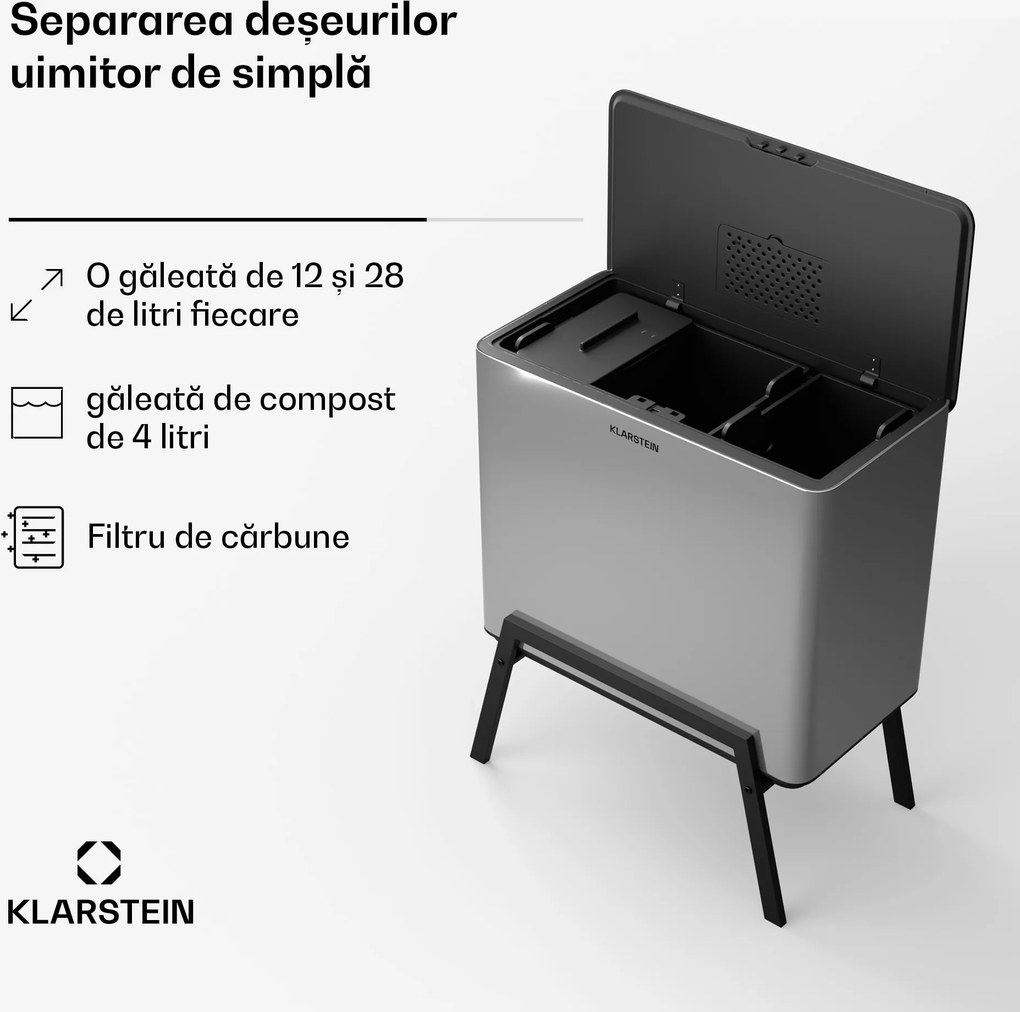 Klarstein Yuma, coș de gunoi, 40 l, inclusiv compostor, cu picioare, filtru de mirosuri