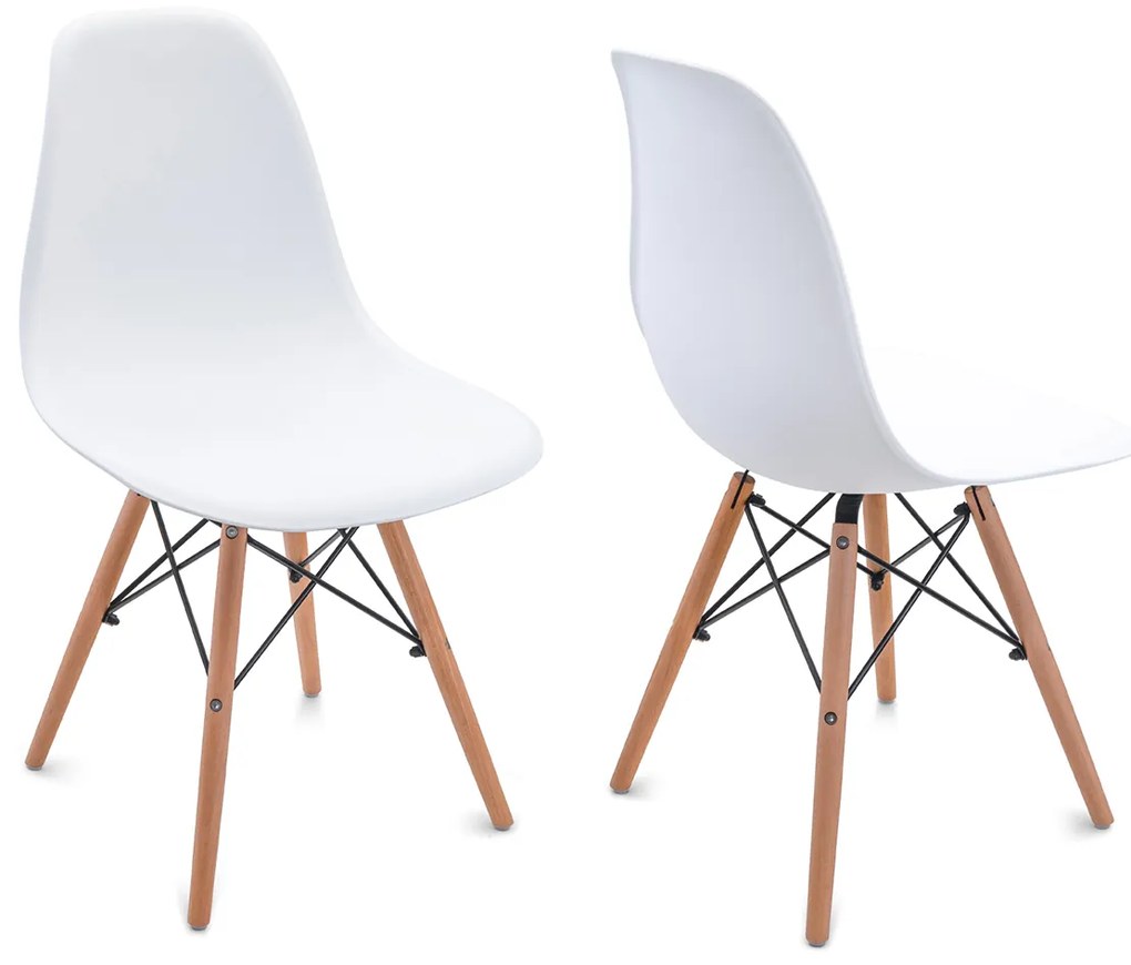 Scaune de sufragerie 4buc albe, stil scandinav Classic