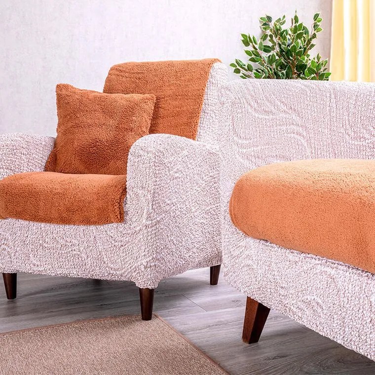 decoDoma Cuverturi SHERPA culoarea alunei canapea
