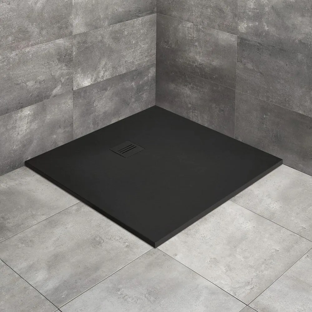 Cadita dus compozit patrata Radaway Kyntos C 80x80 cm negru