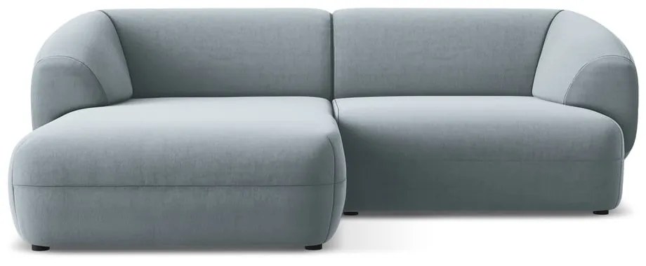 Colțar albastru deschis cu tapițerie din catifea (cu colț pe partea stângă) Moana – Makamii