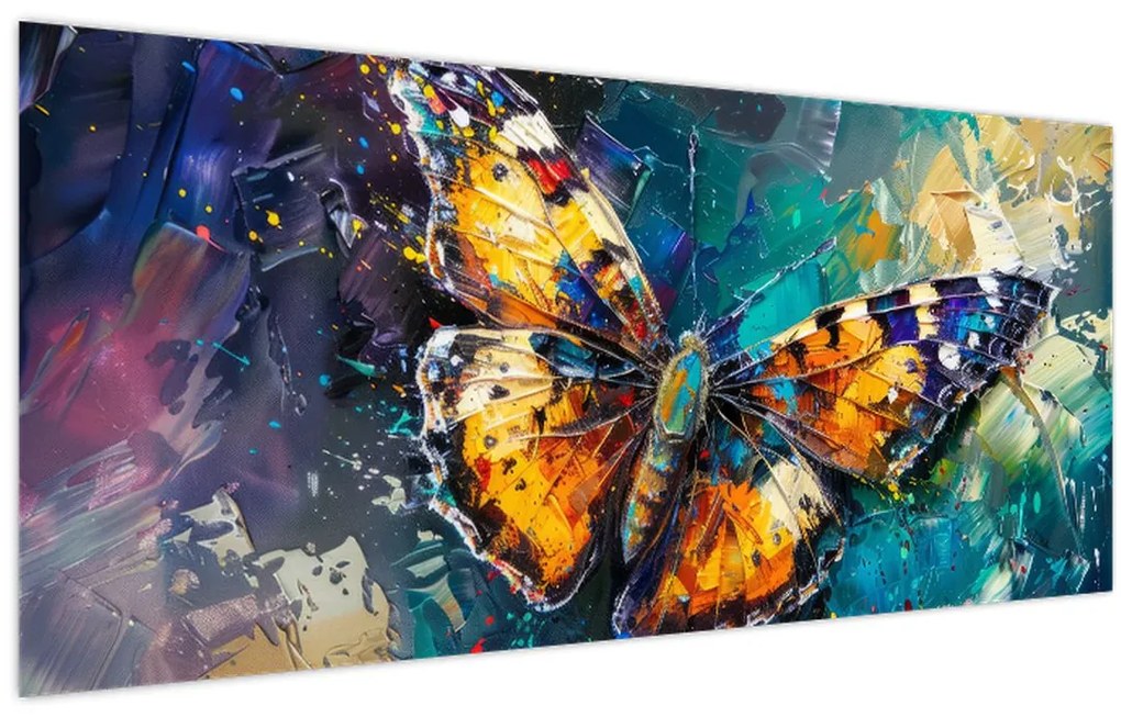 Tablou - Fluture, pictură în ulei (120x50 cm)
