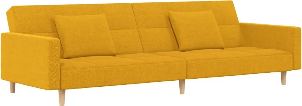 vidaXL Canapea extensibilă cu 2 locuri, 2 perne, galben, textil