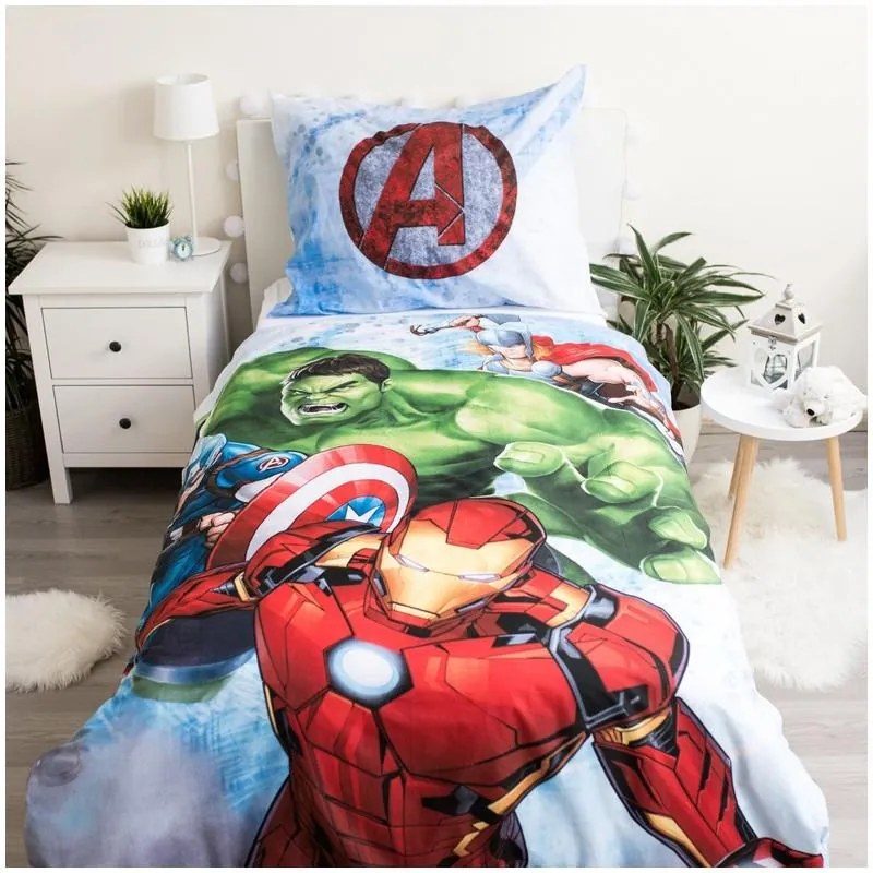 Avengers Set de lenjerie de pat Heroes 140×200cm, 70×90 cm