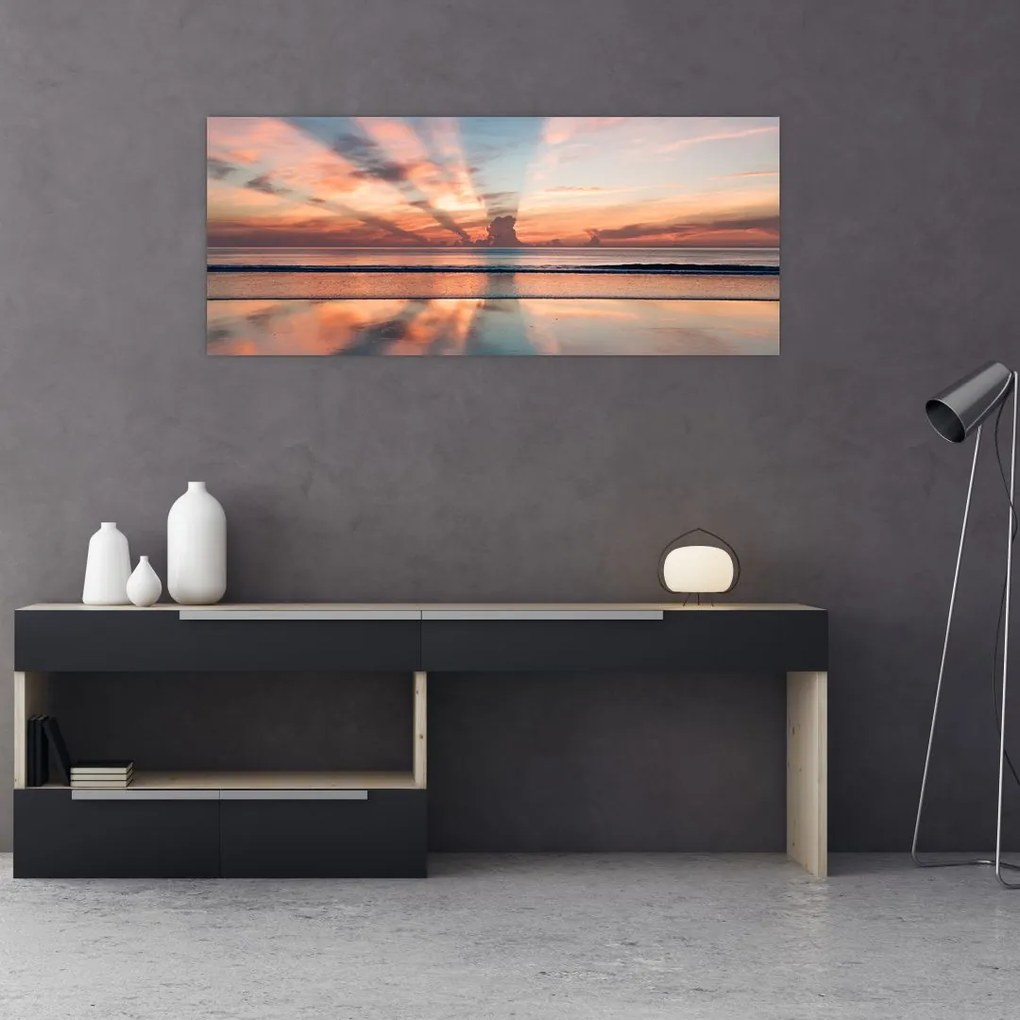 Tablou cu razele solare deasupra plajei Dayton (120x50 cm)