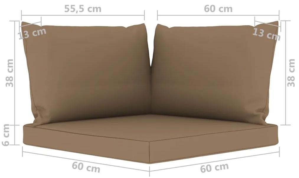 Perne de canapea din paleti, 3 buc., gri taupe, material textil