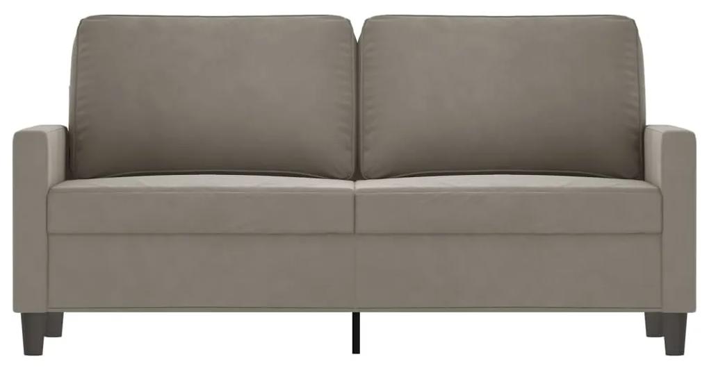 Canapea cu 2 locuri, gri deschis, 140 cm, catifea