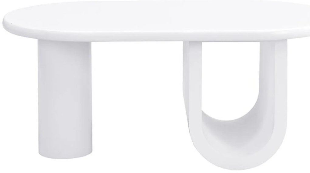 Masă de cafea ovală cu picioare în formă de U, 98,5x53,5x42 cm, Alb