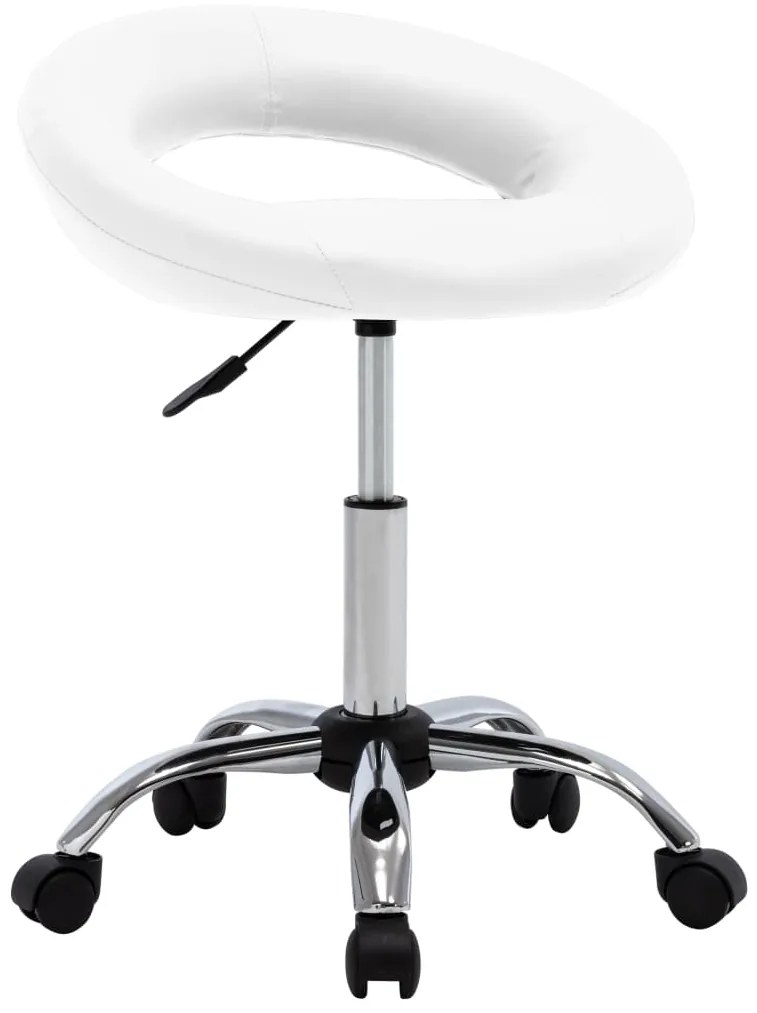 vidaXL Scaun de bucătărie pivotant, alb, piele ecologică