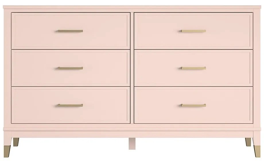 Comodă CosmoLiving by Cosmopolitan Westerleigh, 144 x 85 cm, roz