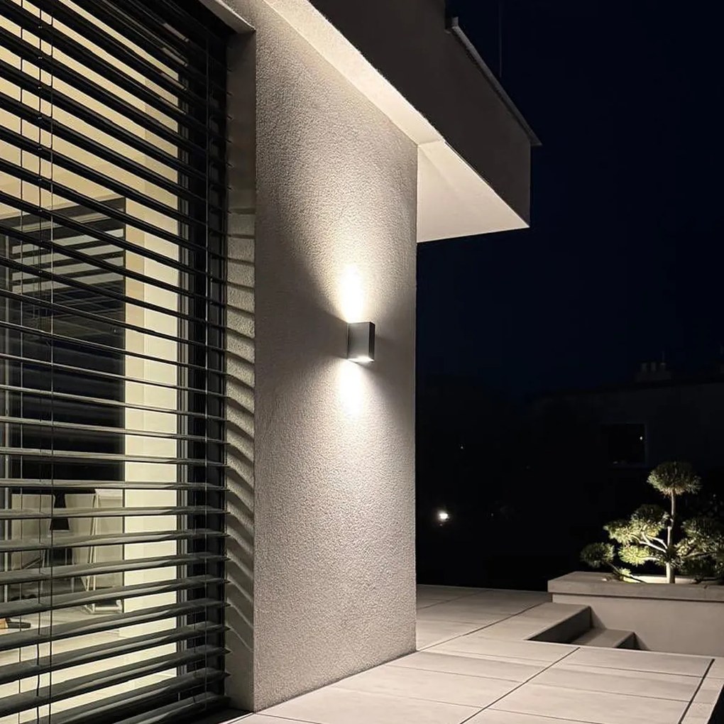 Aplică neagră cu 2 lumini IP44 cu senzor crepuscular - Baleno II