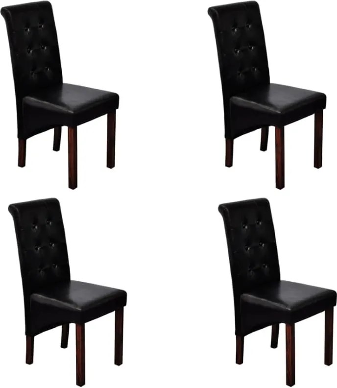 vidaXL Scaune de sufragerie, 4 buc., negru, piele ecologică