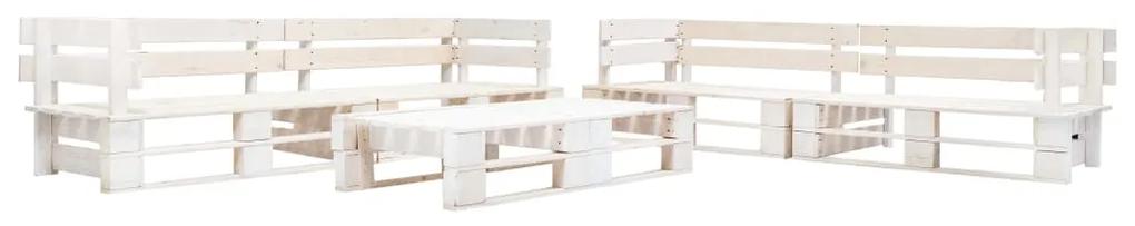 277403 vidaXL Set mobilier de grădină din paleți, 6 piese, alb, lemn