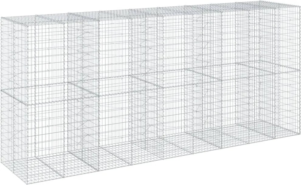 vidaXL Coș gabion cu capac, 450x100x200 cm, fier galvanizat
